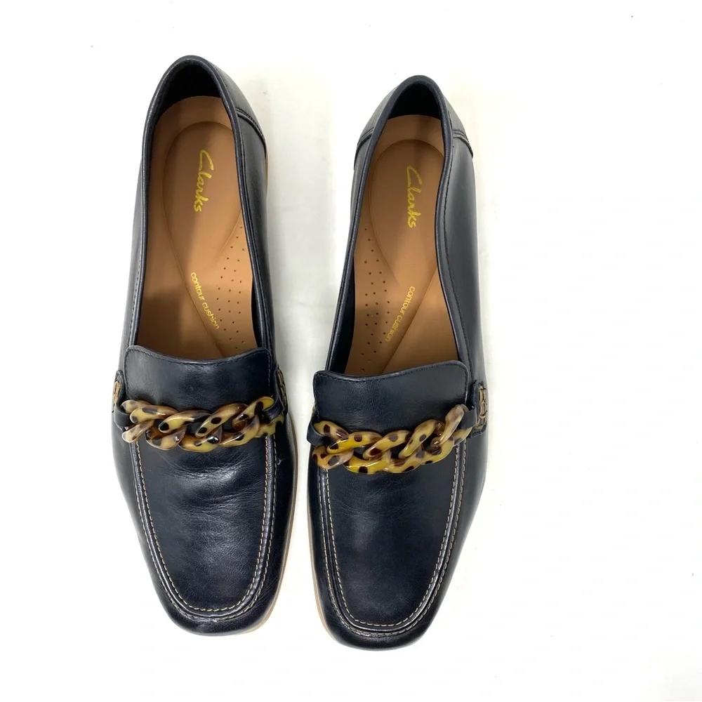Clarks Sarafyna Iris Loafer Black Leather Comfort Wide Comfort Office Slip On